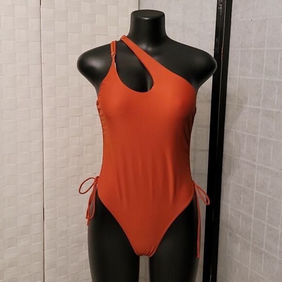 EOMENIE ONE SHOULDER ONE PIECE SWIMSUIT FOR WOMEN HIGH CUT TIE SIDE - Picture 4 of 16